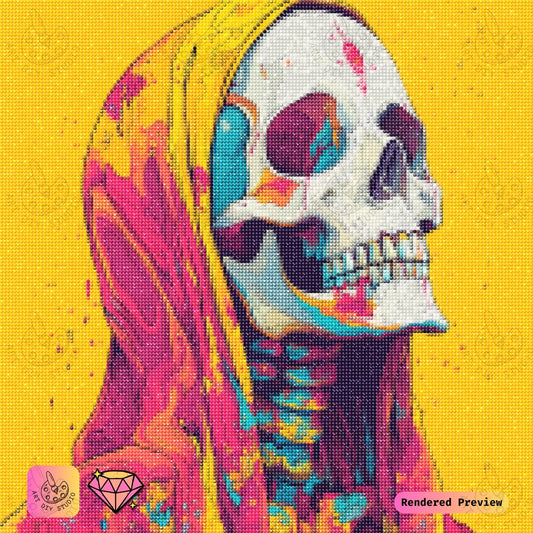 Artdiystudio Vivid Veil Skull Diy Diamond Painting Kit Abstract Art In Motion 2