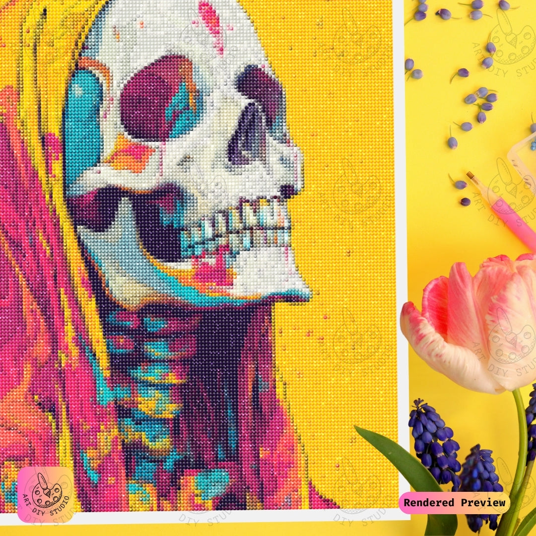 Artdiystudio Vivid Veil Skull Diy Diamond Painting Kit Abstract Art In Motion 3