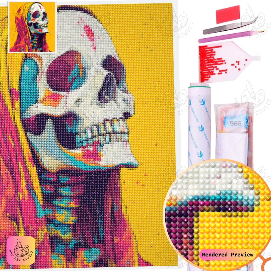 Artdiystudio Vivid Veil Skull Diy Diamond Painting Kit Abstract Art In Motion 5
