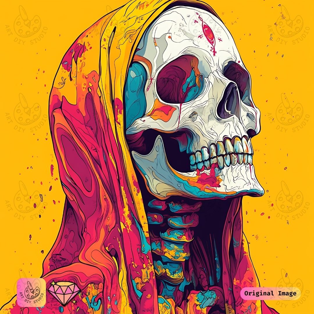 Artdiystudio Vivid Veil Skull Diy Diamond Painting Kit Abstract Art In Motion