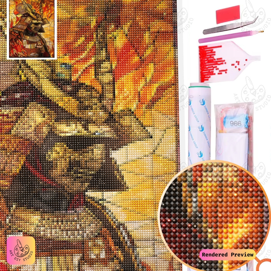 Artdiystudio Warriors Fury Diy Diamond Painting Kit A Fiery Tribute To The Samurai Spirit 5