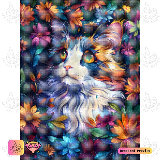 Artdiystudio Whimsical Feline Garden Diy Diamond Painting Kit A Colorful Artistic Masterpiece 2