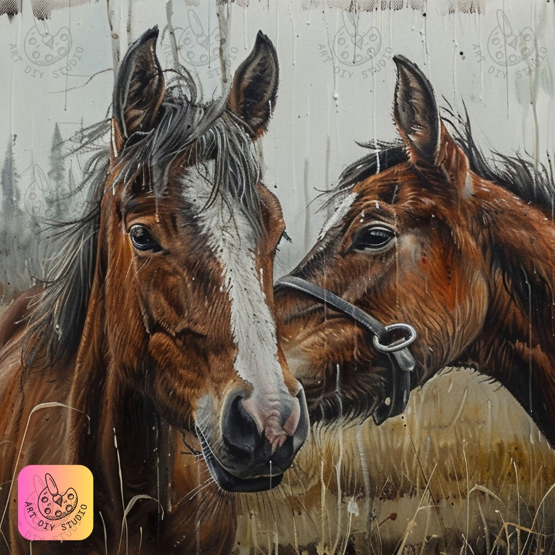 Artdiystudio Whispers Between Friends Diy Diamond Painting Kit Capture The Bond Of Horse 8