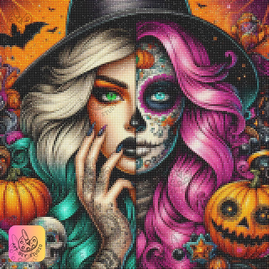 Artdiystudio Wicked Witch Sugar Skull Diy Diamond Painting Kit Embrace The Halloween Spirit 7