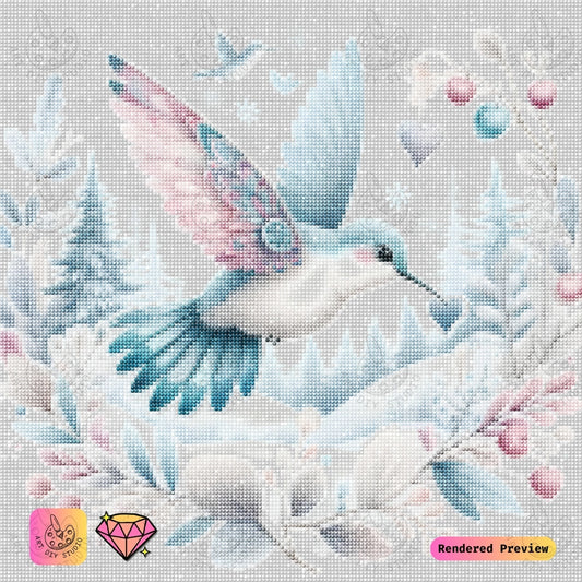 Artdiystudio Winter Heart Hummingbird Diy Diamond Painting Kit A Snowy Flight Of Love 2