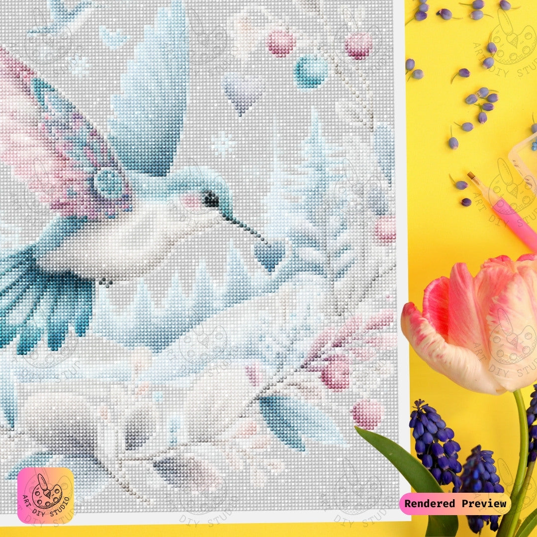 Artdiystudio Winter Heart Hummingbird Diy Diamond Painting Kit A Snowy Flight Of Love 3