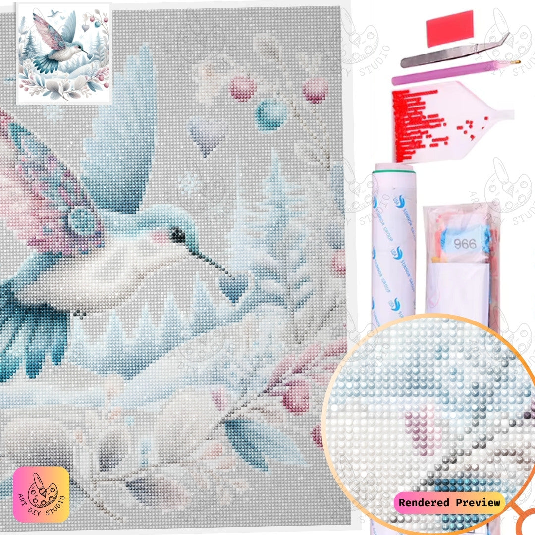 Artdiystudio Winter Heart Hummingbird Diy Diamond Painting Kit A Snowy Flight Of Love 5