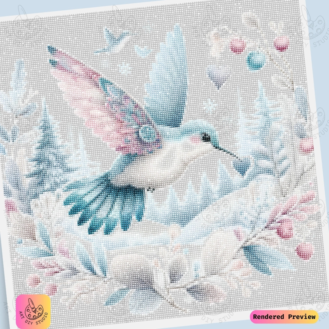 Artdiystudio Winter Heart Hummingbird Diy Diamond Painting Kit A Snowy Flight Of Love 6