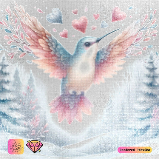 Artdiystudio Winter Love Hummingbird Diy Diamond Painting Kit A Serene Flight Of Love 2