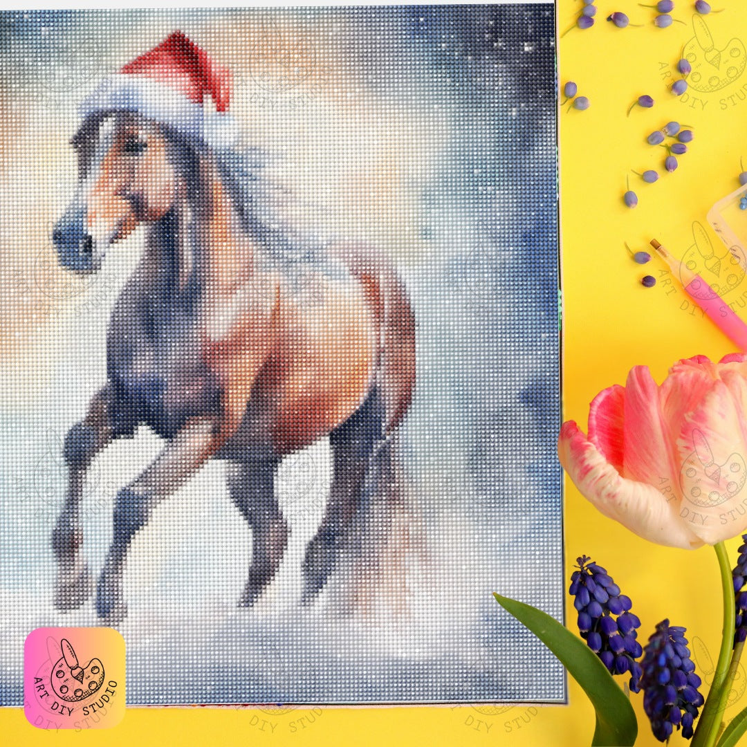Artdiystudio Winter Wanderer Stallion Diy Diamond Painting Kit A Holiday Adventure Awaits 6
