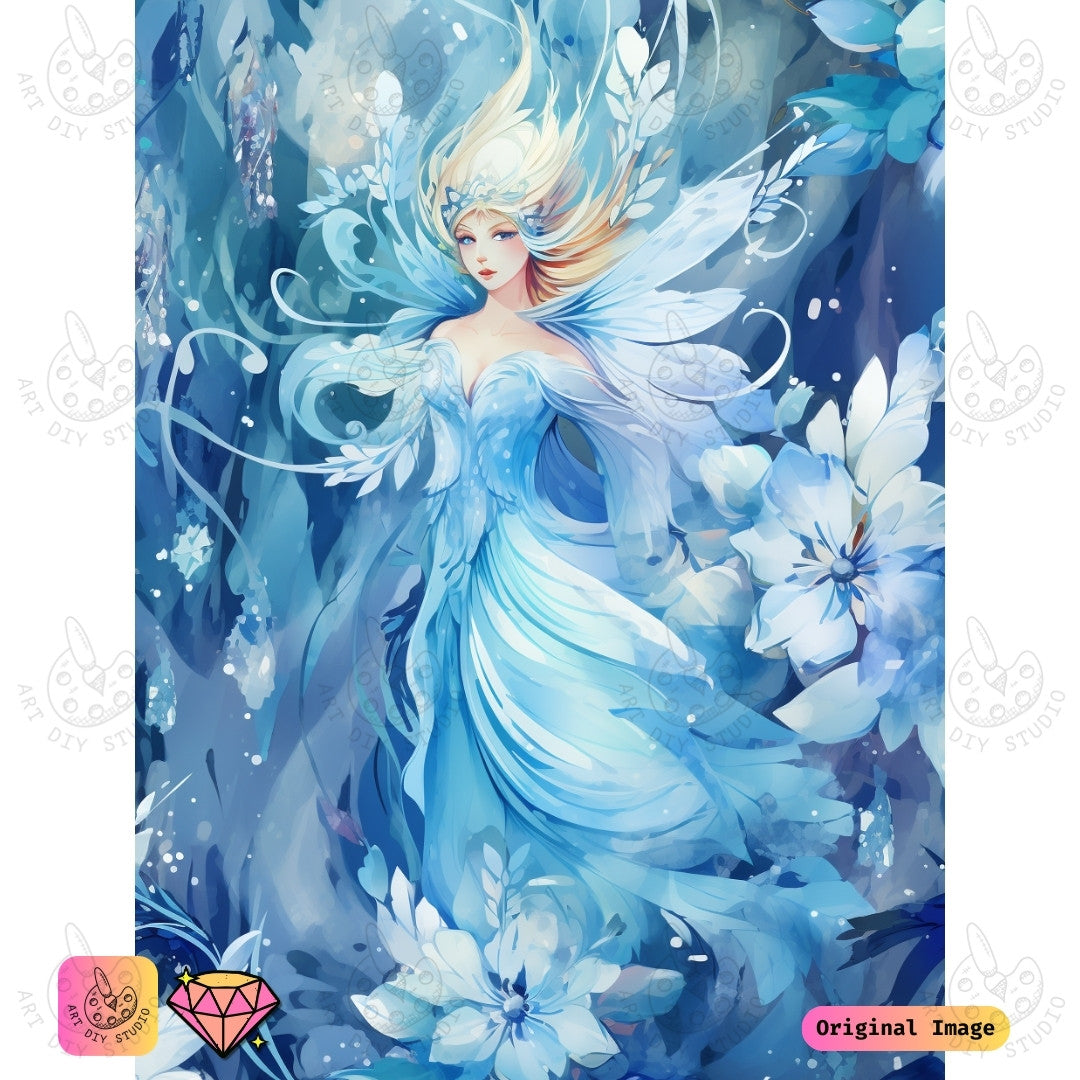 Artdiystudio Winters Embrace Fairy Diy Diamond Painting Kit A Magical Journey Into The Heart Of Winter