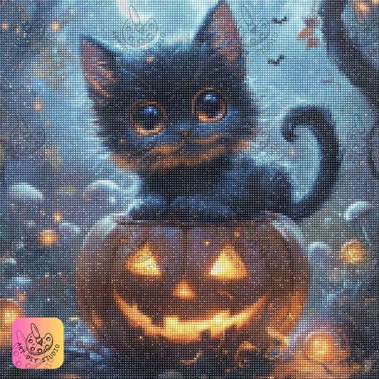 Artdiystudio Witchy Whiskers Jack O Lantern Diy Diamond Painting Kit Create A Magical Scene 7