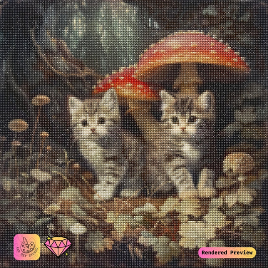 Artdiystudio Woodland Kitten Whimsy Diy Diamond Painting Kit A Cozy Enchanted Retreat 2