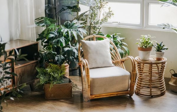 Natural Rattan Round Stool