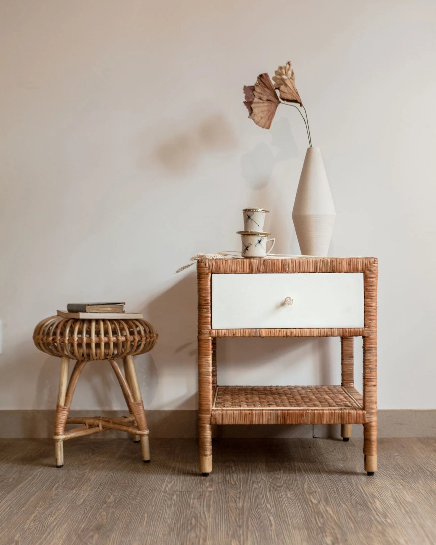 Handwoven Rattan Nightstand