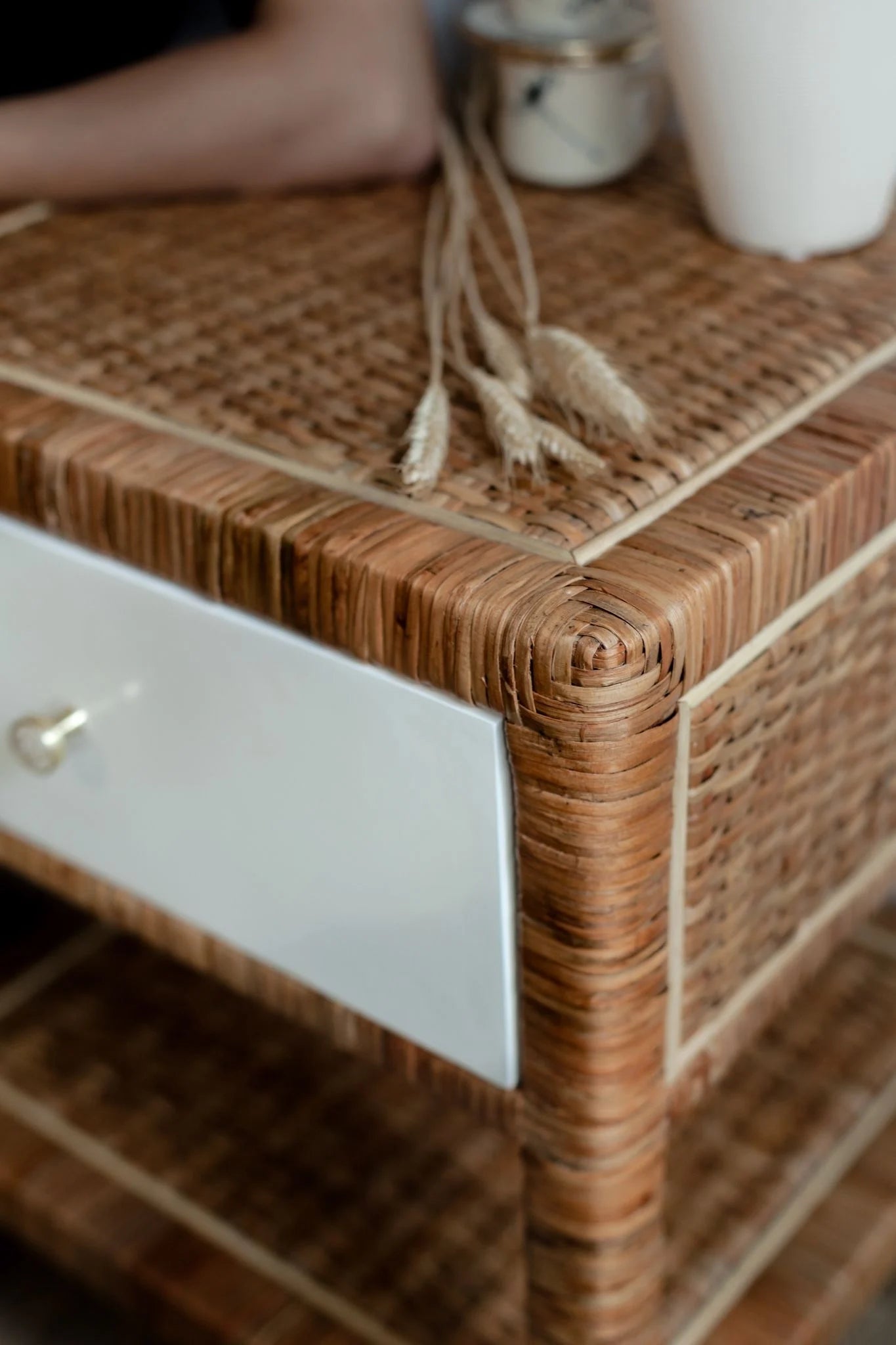 Handwoven Rattan Nightstand