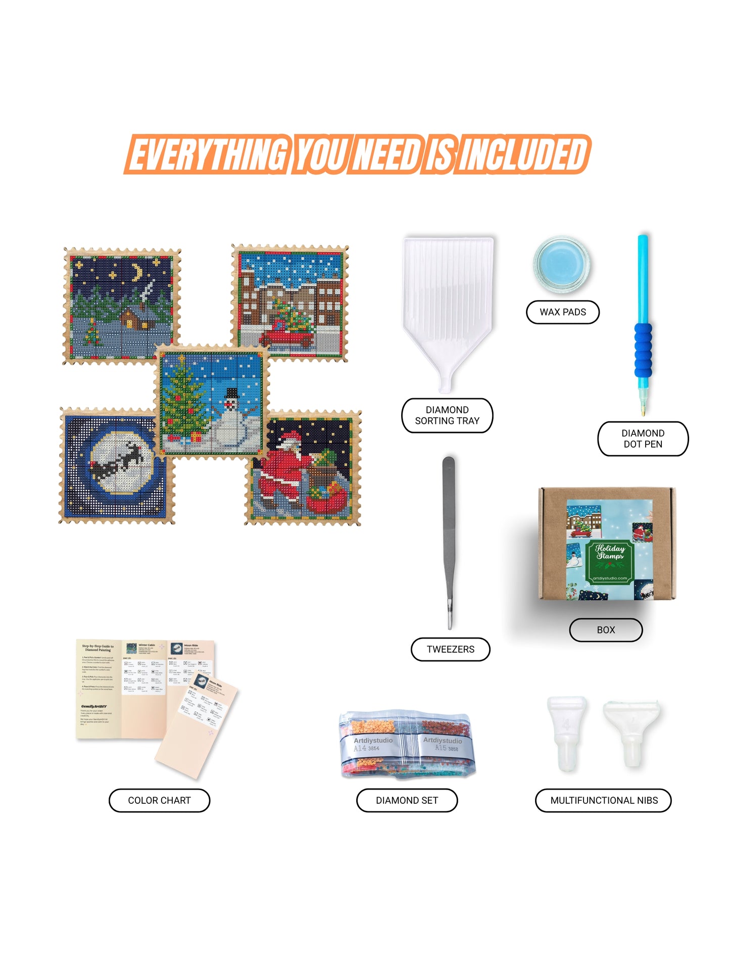 Wood Gem Minis - Holiday Stamps