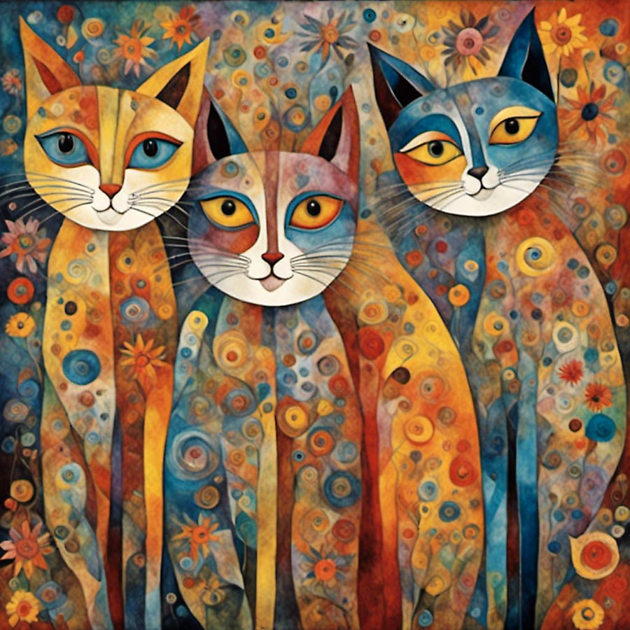 Abstract Watercolor Cats