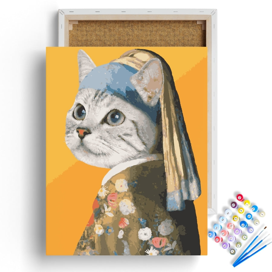 Cat with a Pearl Earring Paint by Numbers Kit