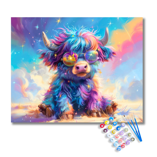 Cosmic Cool Highland Cow Paint by Numbers Kit