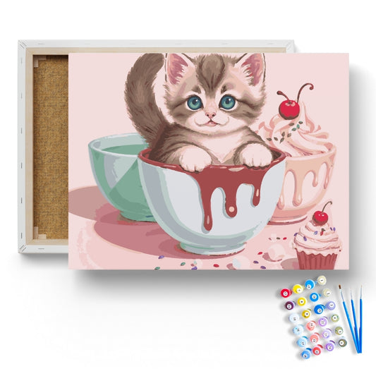 Cute Kitten & Dessert Paint by Numbers Kit
