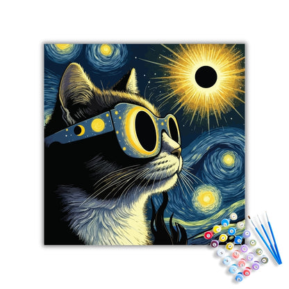 Eclipse Cat Starry Night Paint by Numbers Kit