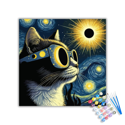 Eclipse Cat Starry Night Paint by Numbers Kit