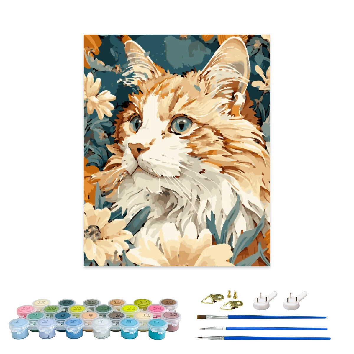 Feline Floral Elegance Paint by Numbers Kit