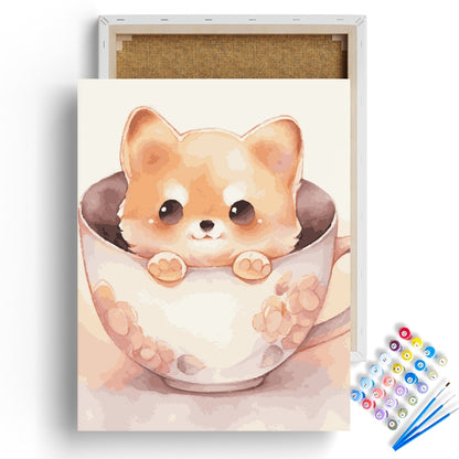 Floral Teacup Puppy Paint by Numbers Kit