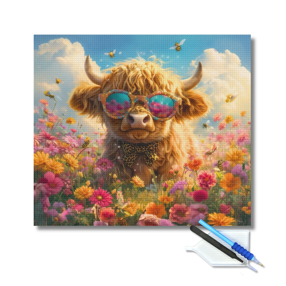 Funky Highland Cow Diamond Painting Kit