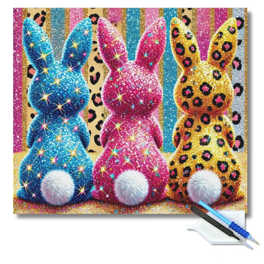 Glitter Bunny Trio Diamond Painting Kit