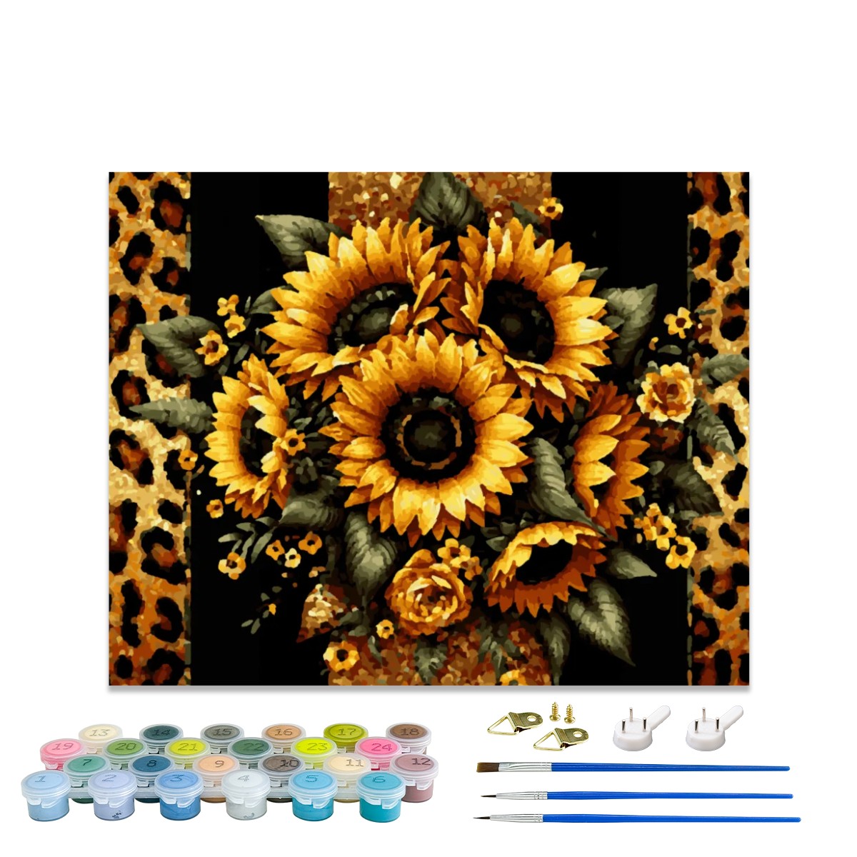 Golden Leopard Sunflowers Paint By Numbers Kit