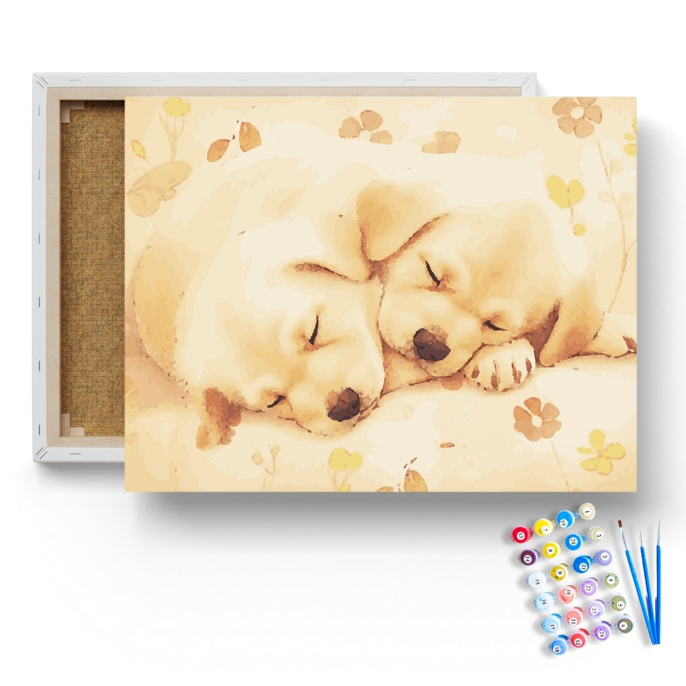 Golden Slumber Puppies Paint by Numbers Kit