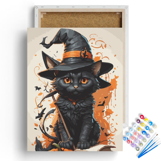 Halloween Witch Cat Paint by Numbers Kit