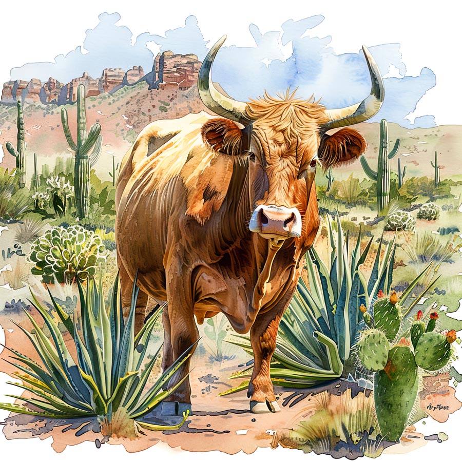 Highland Cow in the Desert