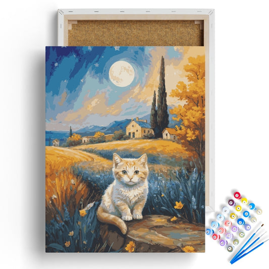 Moonlit Countryside Kitten Paint by Numbers Kit