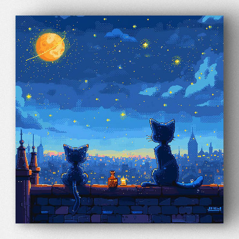 Moonlit Feline Dreams Diamond Painting Kit