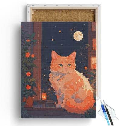 Moonlit Ginger Cat Diamond Painting Kit