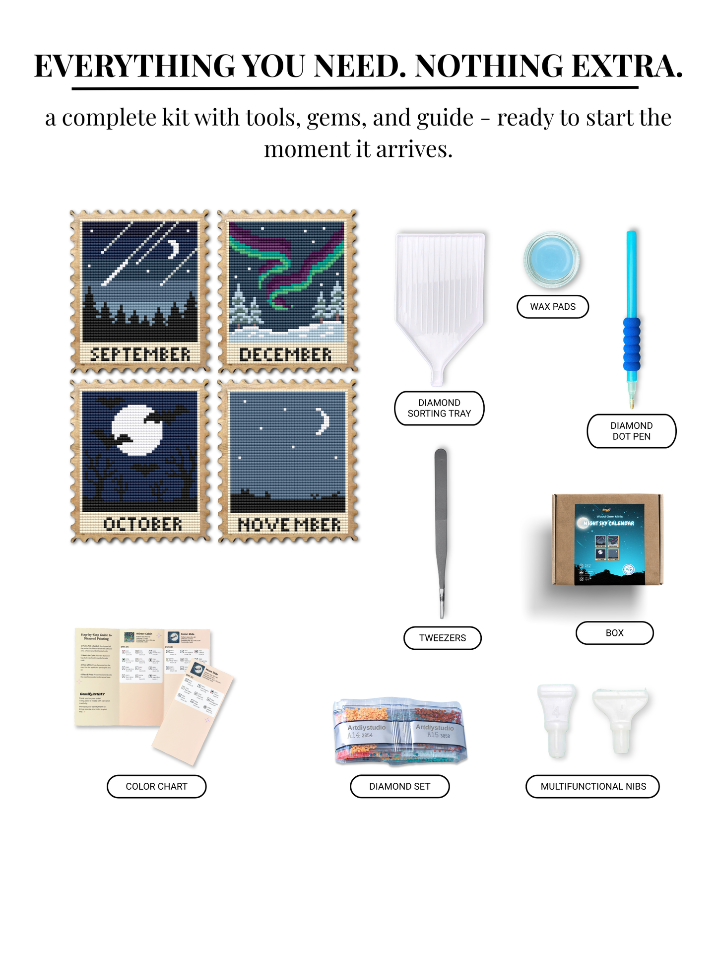 Wood Gem Minis™ - Night Sky Calendar Stamps