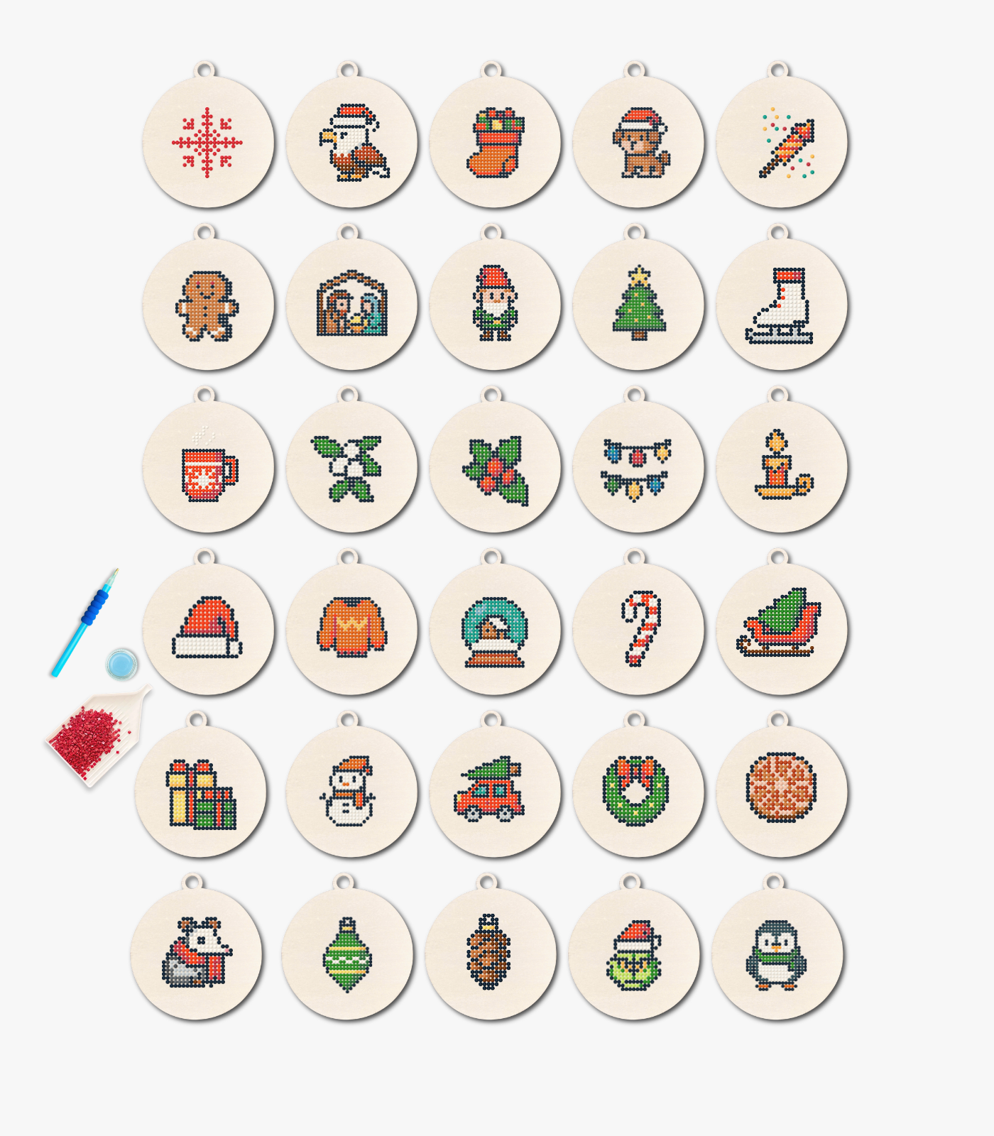 Diamond Painting Ornament Kit – Winter Spark Minis (Set of 30)