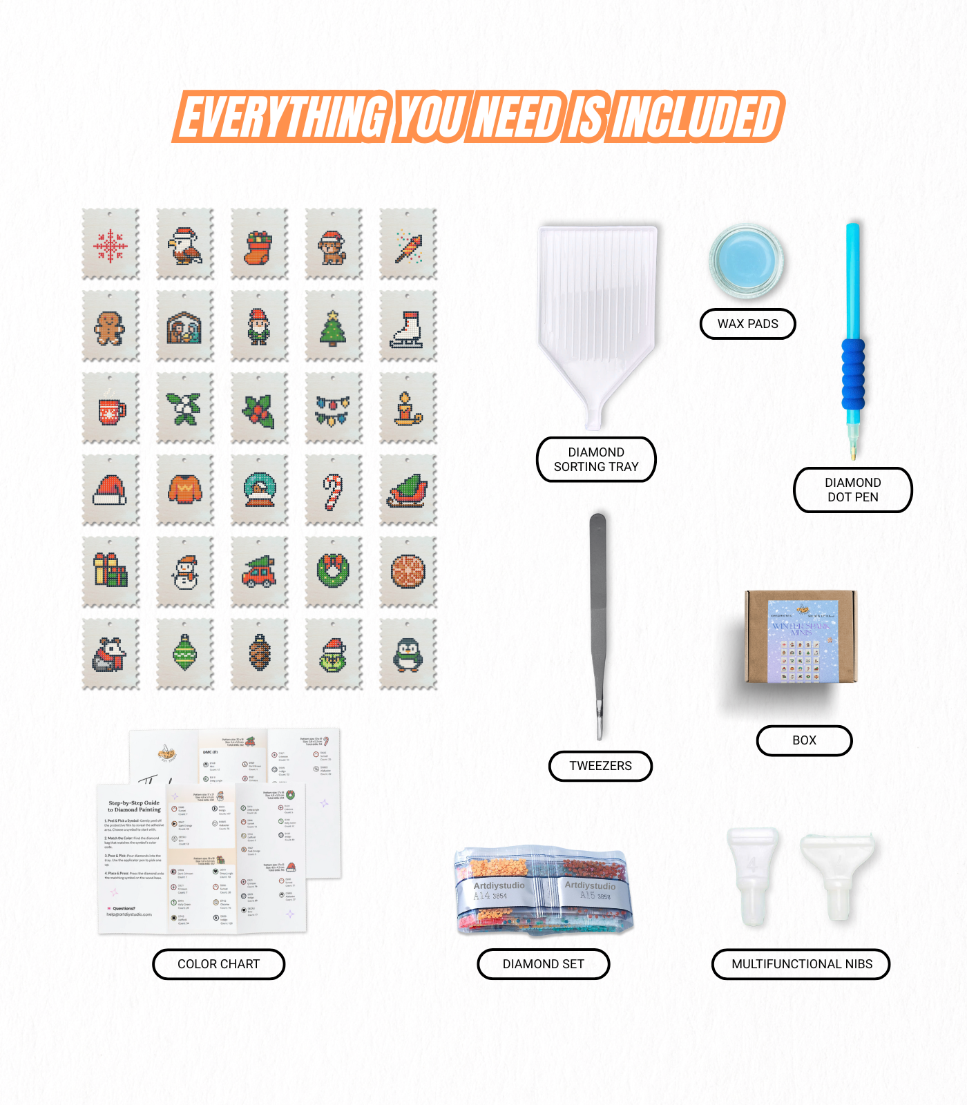 Diamond Painting Ornament Kit – Stamp Spark Minis (Set of 30)