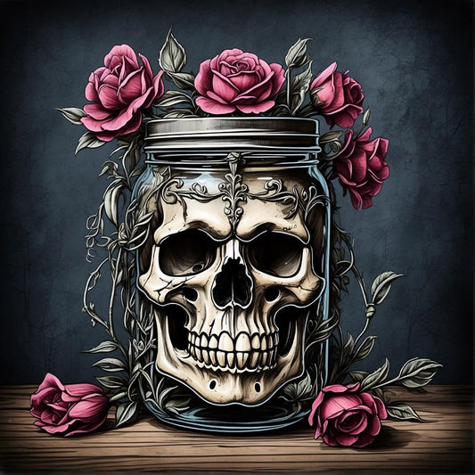 Skull & Roses in a Jar