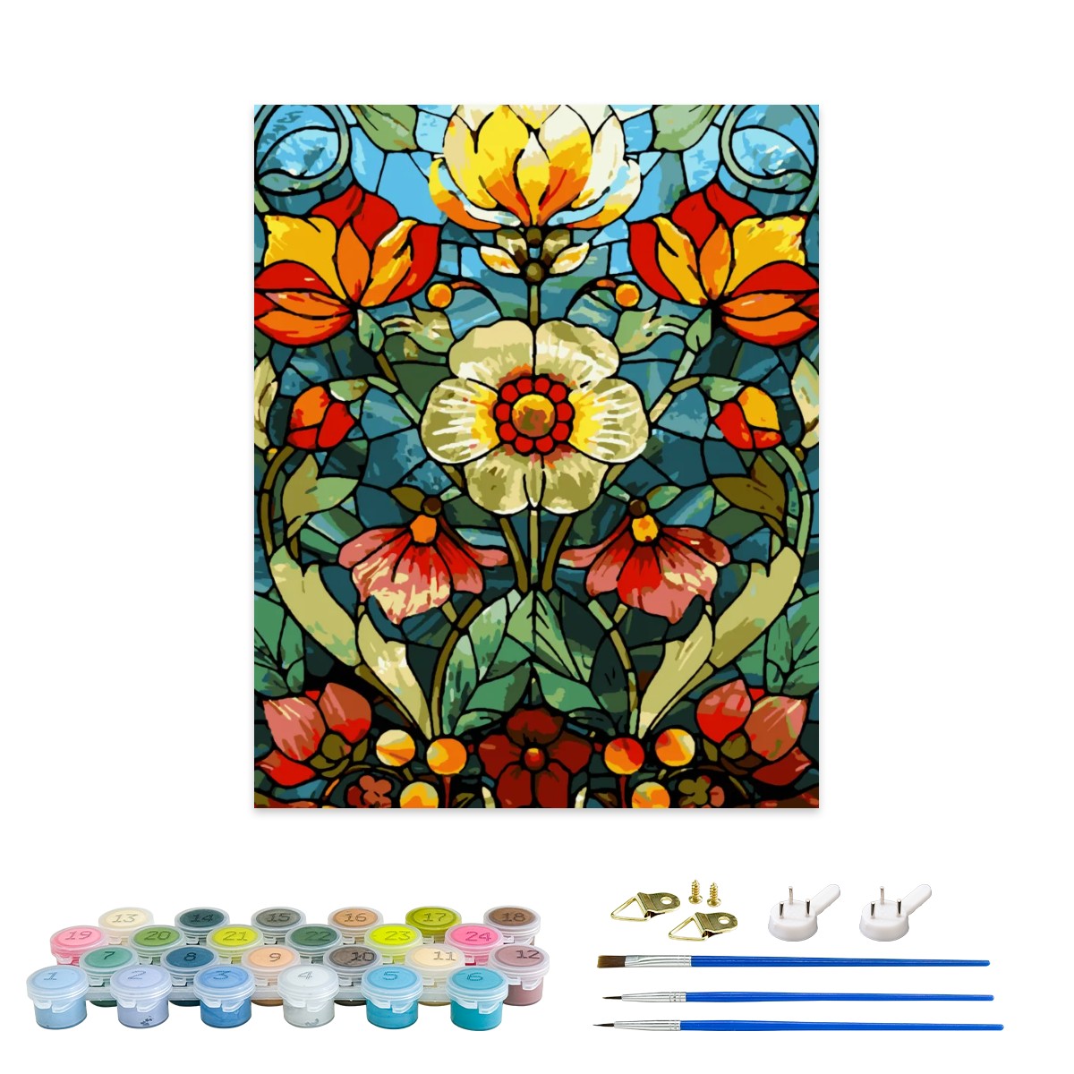 Stained Glass Floral Radiance Paint by Numbers Kit