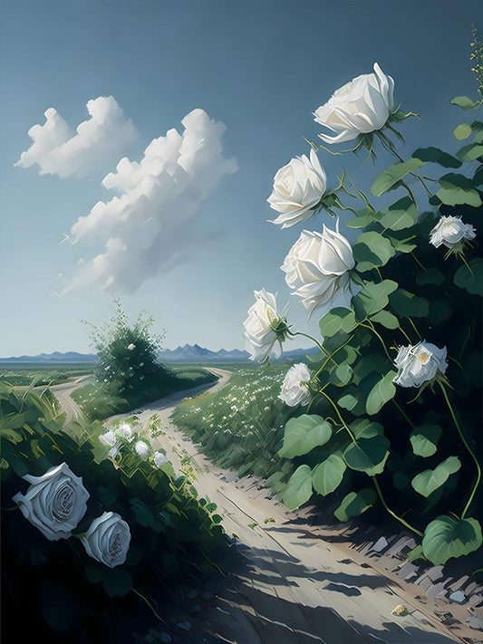 Sunlit Roses Path