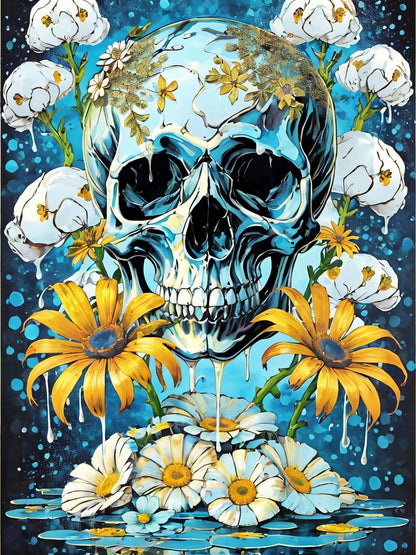 Surrealist Floral Skull