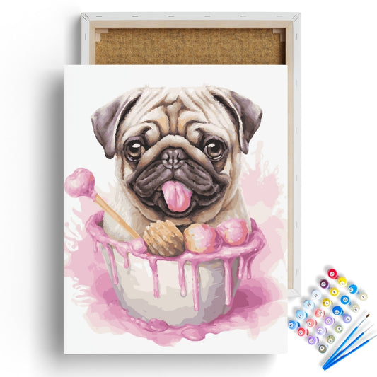 Sweet Pug Delight Paint by Numbers Kit