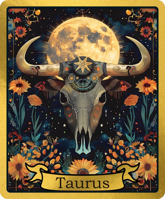 Taurus Moonlit Floral Skull