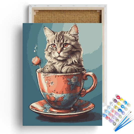 Tea Time Tabby Paint by Numbers Kit