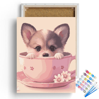 Teacup Puppy Delight Paint by Numbers Kit