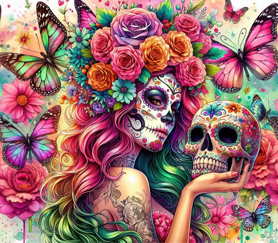 Vibrant Sugar Skull Beauty